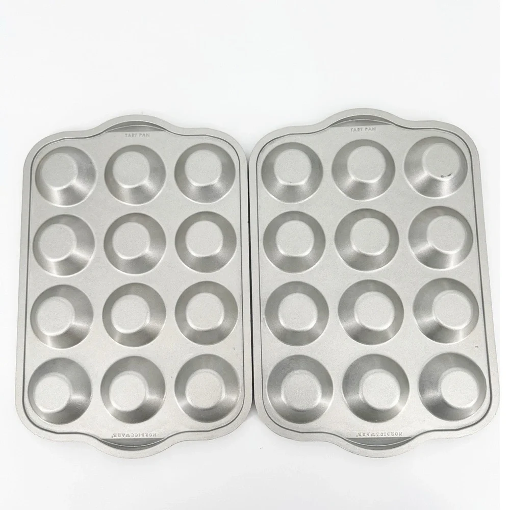 2 - Nordic Ware 12 Count Tart Heavy Duty Cast Aluminum Quiche Mini Muffin Pans